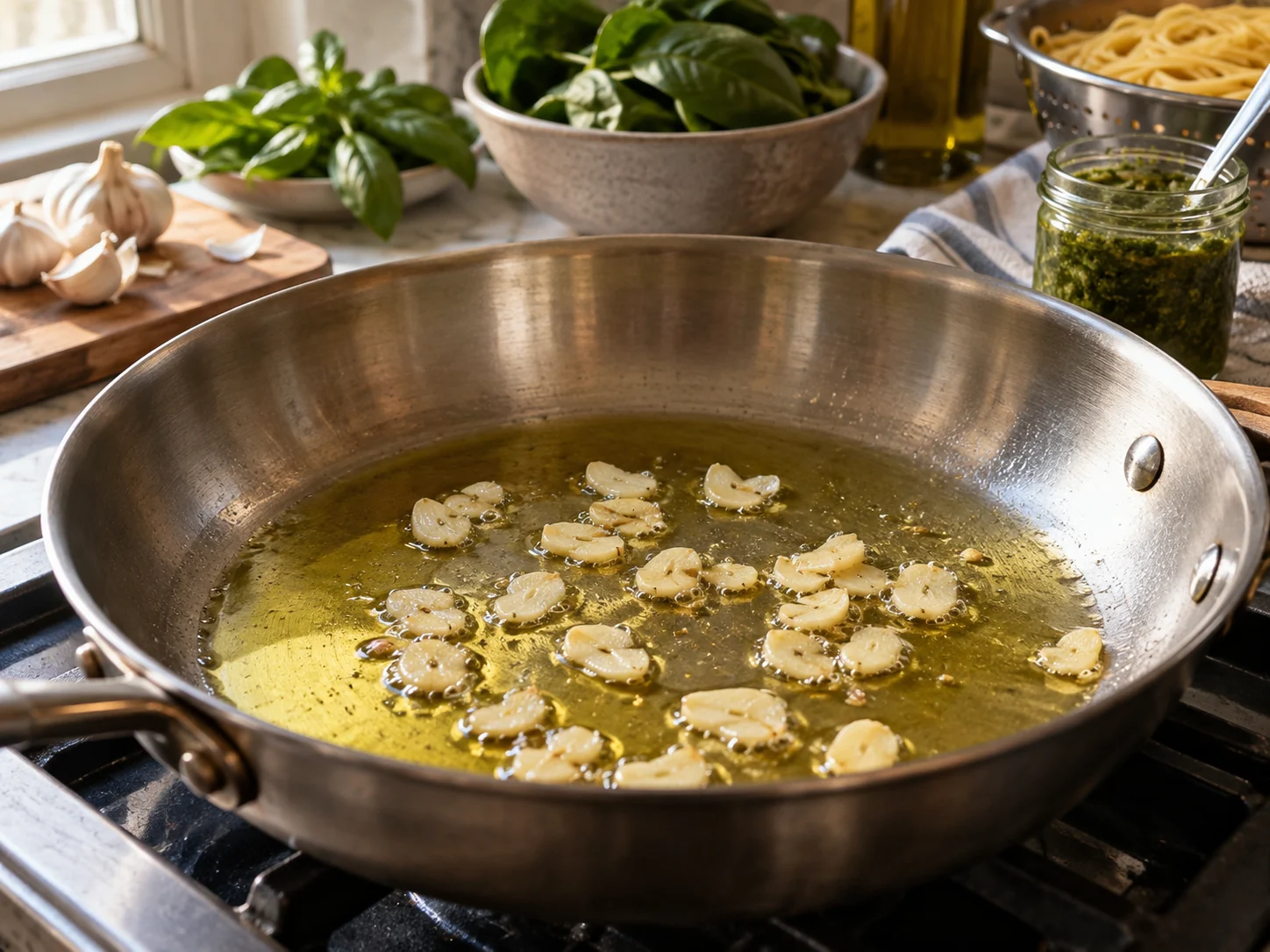 Лингвини с шпинатом и песто | Фото подпункта 7 | Viva Cucina Лингвини с шпинатом и песто: фото процесса приготовления — сварите лингвини до al dente или подготовьте соус так, чтобы он был готов принять пасту