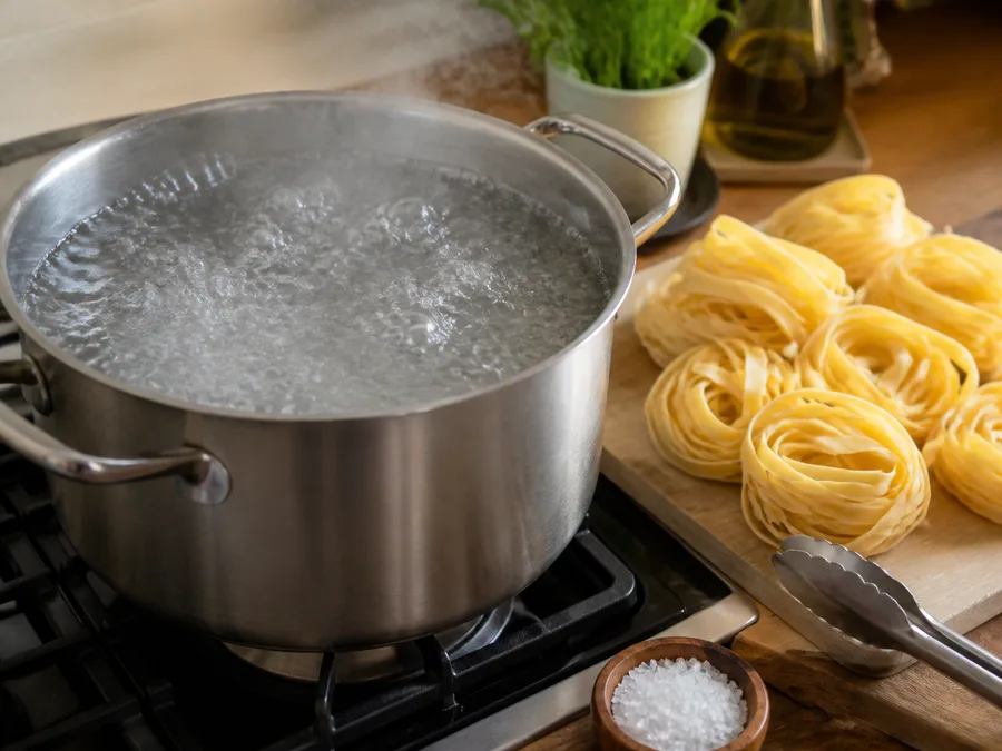 Тальятелле с фасолью и сливочно-грибным соусом | Фото подпункта 8 | Viva Cucina Тальятелле с фасолью и сливочно-грибным соусом: фото процесса приготовления — сохраните немного горячей воды от варки: крахмал поможет связать соус и сделать текстуру гладкой