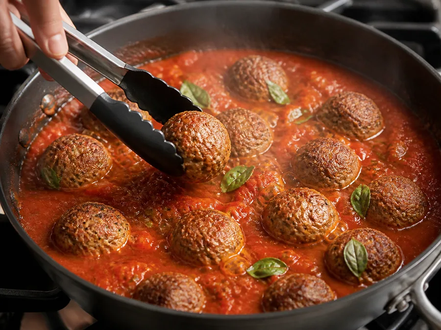 Тефтели в томатном соусе | Фото подпункта 11 | Viva Cucina Тефтели в томатном соусе: фото процесса приготовления — следите, чтобы крупные кусочки сохранили форму, а соус или соки распределились равномерно