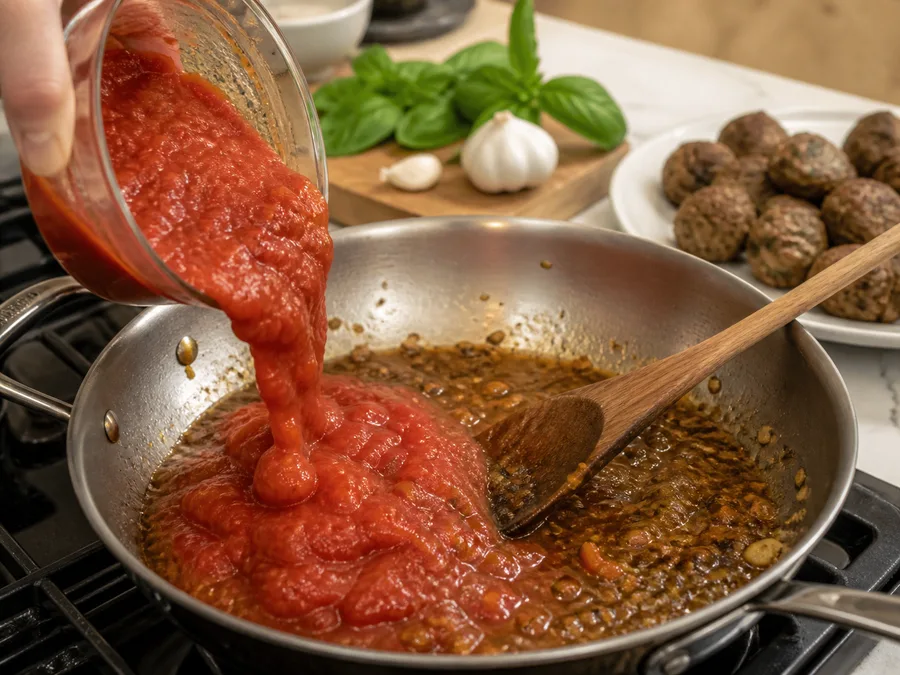 Тефтели в томатном соусе | Фото подпункта 9 | Viva Cucina Тефтели в томатном соусе: фото процесса приготовления — проверьте промежуточный вкус и состояние продукта перед переходом к финальной сборке