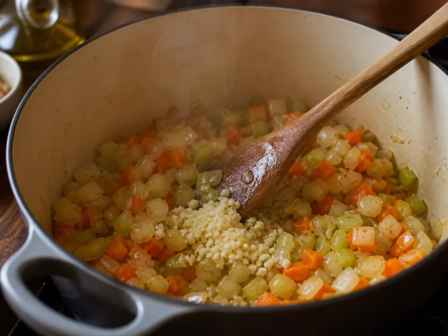 Томатный суп с базиликом | Фото подпункта 7 | Viva Cucina Томатный суп с базиликом: фото процесса приготовления — соедините базовые ингредиенты и доведите смесь до спокойного кипения или ровного прогрева