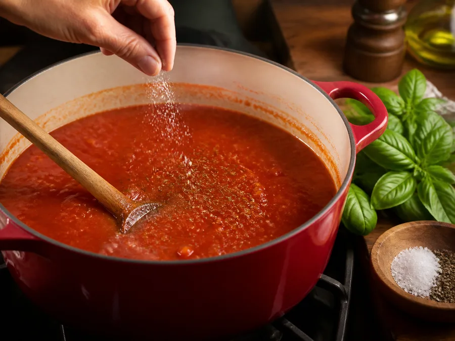 Томатный суп с базиликом | Фото подпункта 9 | Viva Cucina Томатный суп с базиликом: фото процесса приготовления — попробуйте основу и аккуратно настройте соль, кислоту или специи перед финальным этапом