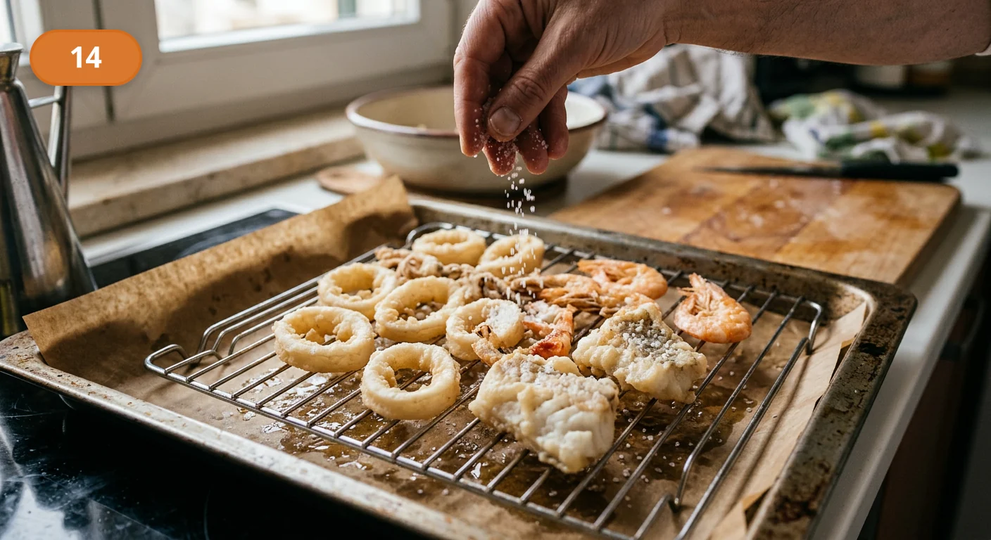 Фритто мисто | Фото подпункта 14 | Viva Cucina Фритто мисто: фото процесса приготовления — посолите fritto misto сразу после жарки