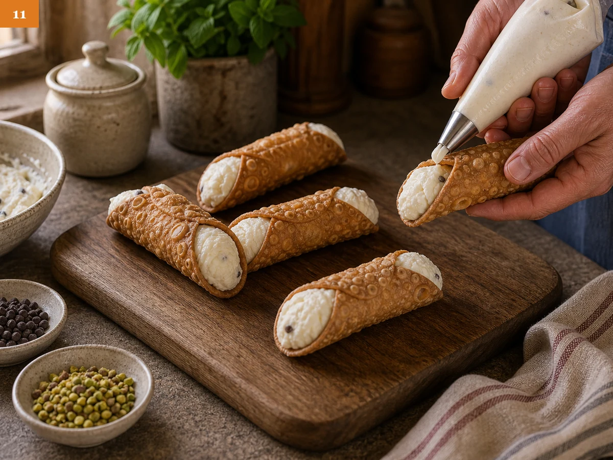 Канноли | Фото подпункта 11 | Viva Cucina Канноли: фото процесса приготовления — повторите наполнение с другой стороны, чтобы крем вышел ровно к краям