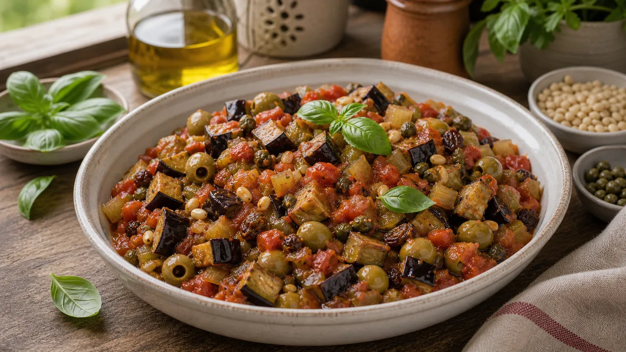 Капоната | Фото подпункта 12 | Viva Cucina Капоната: фото процесса приготовления — недолго прогрейте капонату на слабом огне до глянцевой, собранной текстуры