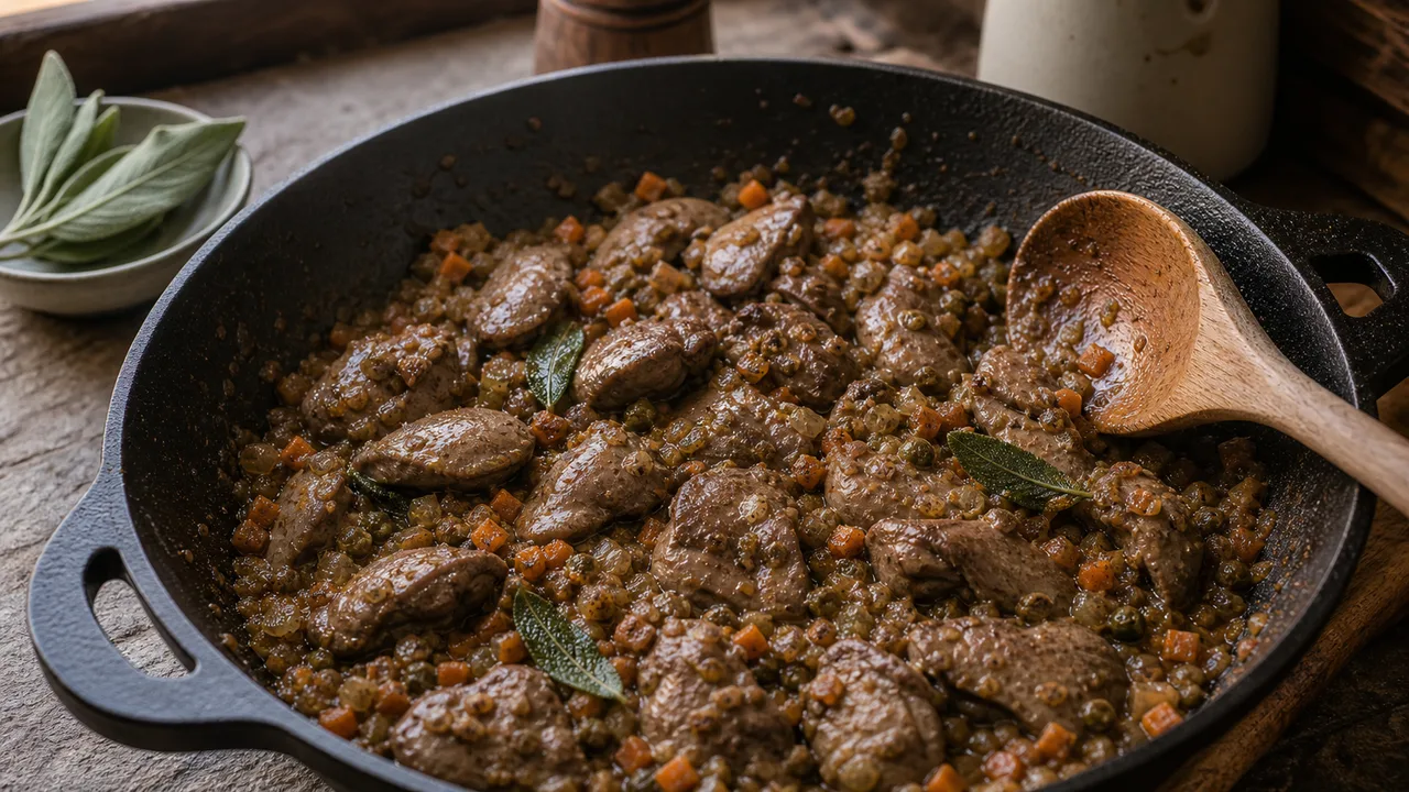 Кростини с печёночным паштетом | Фото подпункта 8 | Viva Cucina Кростини с печёночным паштетом: фото процесса приготовления — уварите смесь до густого состояния без лишней жидкости