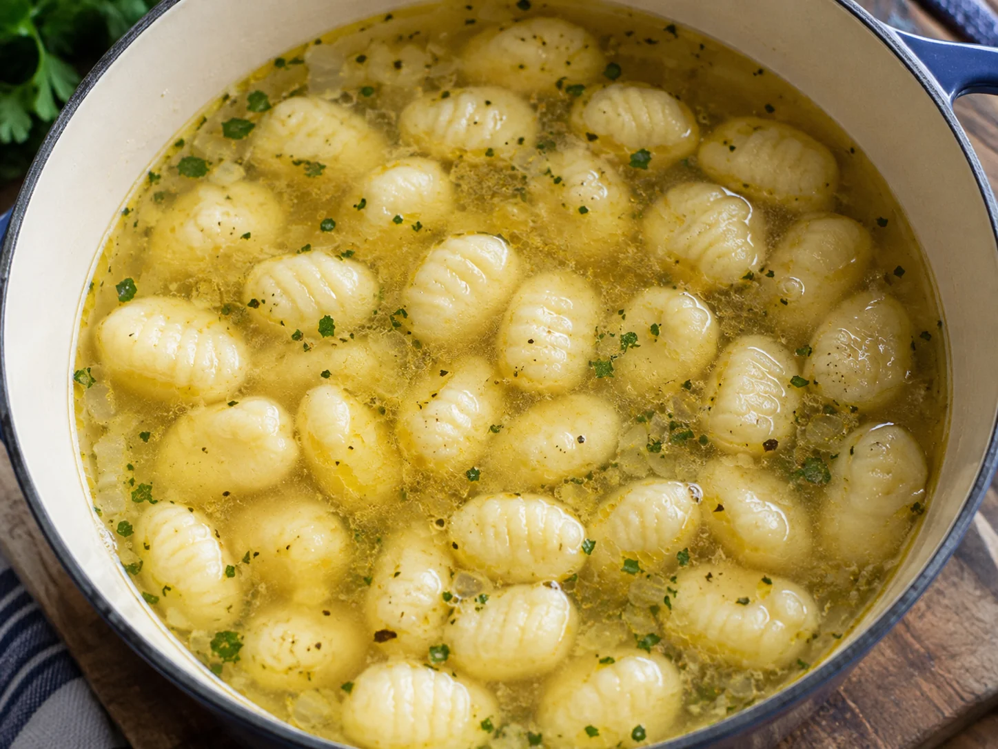 Куриный бульон по-итальянски с ньокки | Фото подпункта 11 | Viva Cucina Куриный бульон по-итальянски с ньокки: фото процесса приготовления — следите, чтобы крупные кусочки сохранили форму, а соус или соки распределились равномерно
