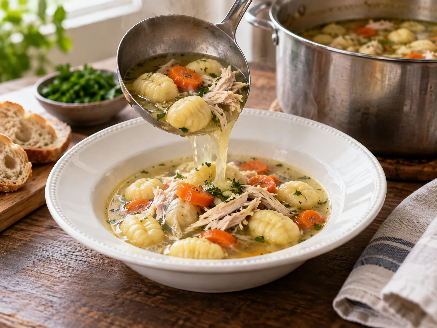 Куриный бульон по-итальянски с ньокки | Фото подпункта 14 | Viva Cucina Куриный бульон по-итальянски с ньокки: фото процесса приготовления — добавьте зелень, масло, сыр, лимон или специи только если они поддерживают основной вкус