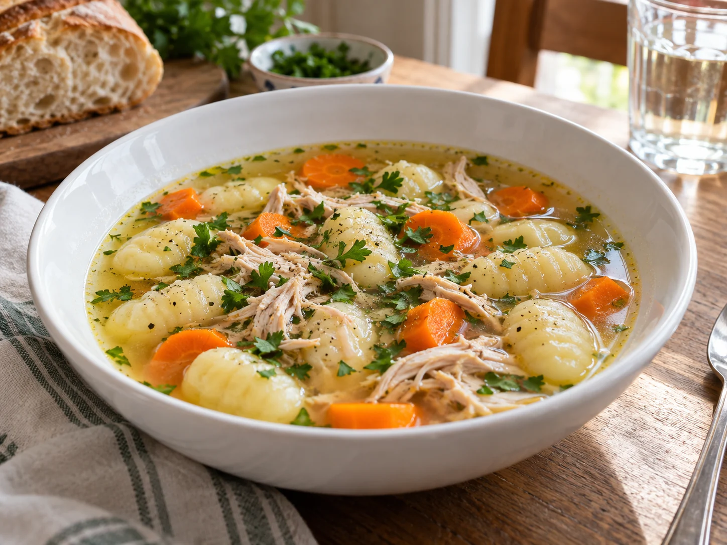 Куриный бульон по-итальянски с ньокки | Фото подпункта 15 | Viva Cucina Куриный бульон по-итальянски с ньокки: фото процесса приготовления — подавайте сразу или после короткого отдыха, когда блюдо выглядит собранным и аккуратным