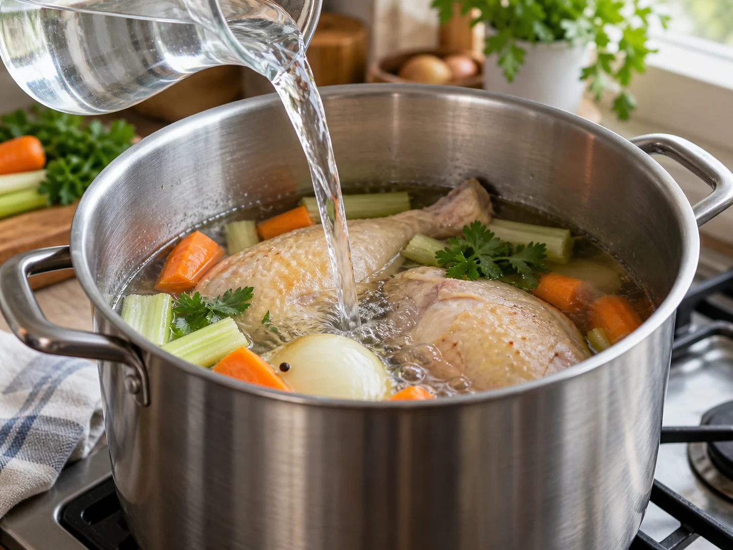 Куриный бульон по-итальянски с ньокки | Фото подпункта 4 | Viva Cucina Куриный бульон по-итальянски с ньокки: фото процесса приготовления — начните этап "сделать ароматическую основу" с умеренного нагрева и аккуратной подготовки основы