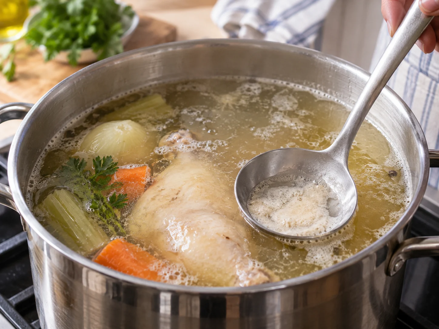 Куриный бульон по-итальянски с ньокки | Фото подпункта 5 | Viva Cucina Куриный бульон по-итальянски с ньокки: фото процесса приготовления — следите за цветом, запахом и влажностью продуктов: на этом этапе формируется главный вкус