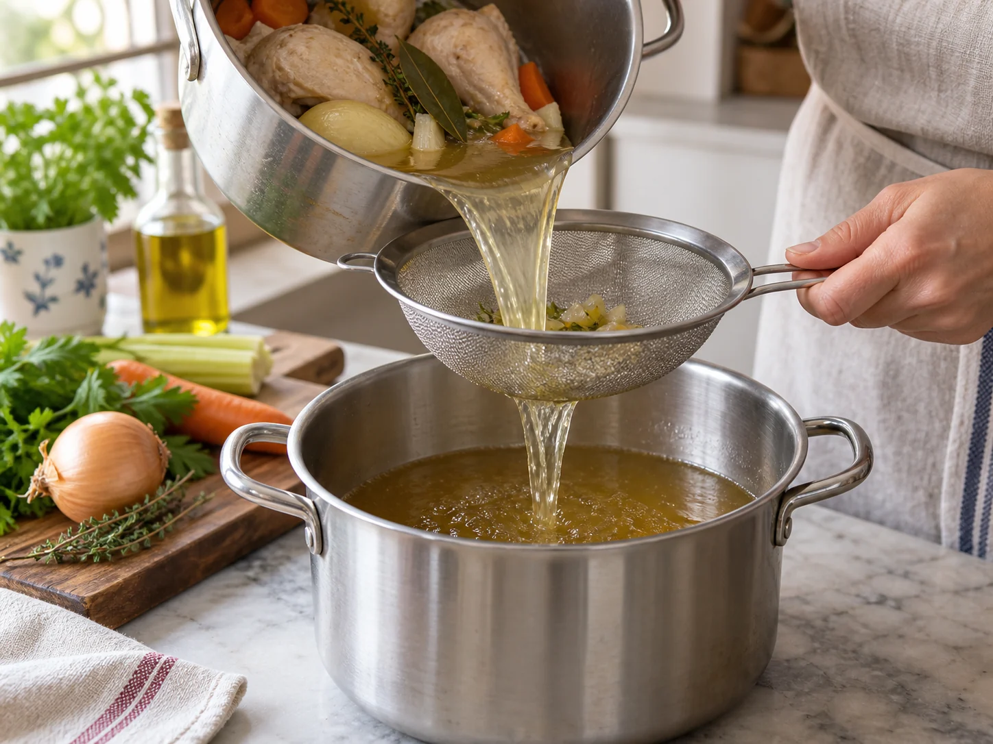 Куриный бульон по-итальянски с ньокки | Фото подпункта 7 | Viva Cucina Куриный бульон по-итальянски с ньокки: фото процесса приготовления — соедините базовые ингредиенты и доведите смесь до спокойного кипения или ровного прогрева
