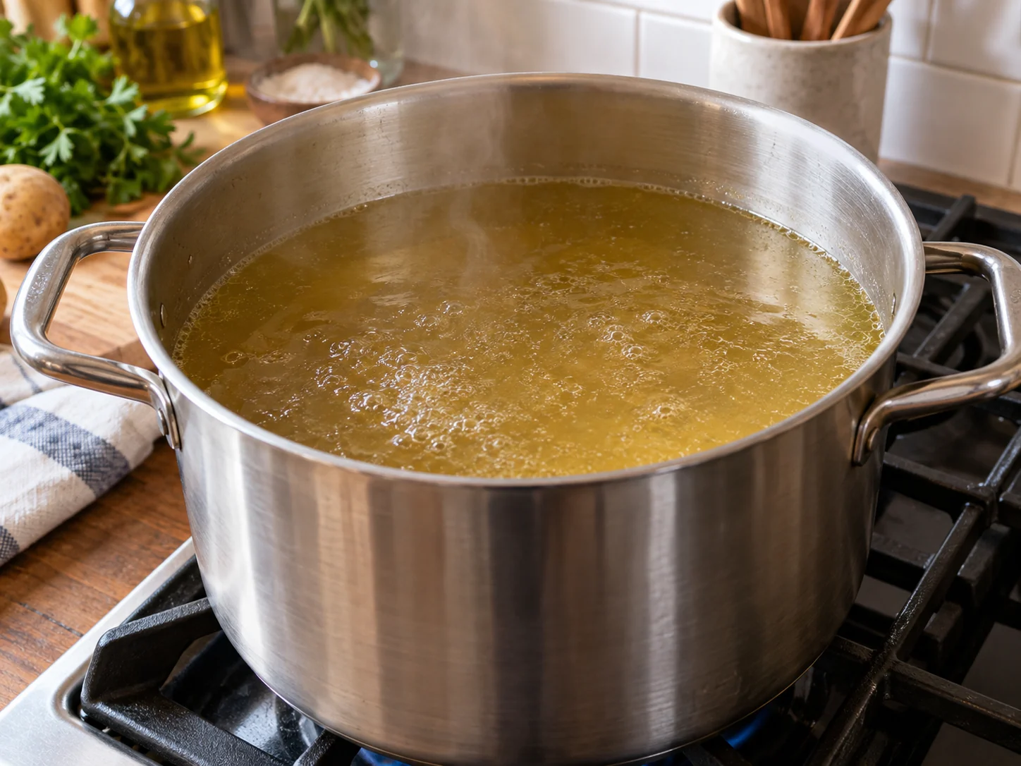 Куриный бульон по-итальянски с ньокки | Фото подпункта 9 | Viva Cucina Куриный бульон по-итальянски с ньокки: фото процесса приготовления — попробуйте основу и аккуратно настройте соль, кислоту или специи перед финальным этапом