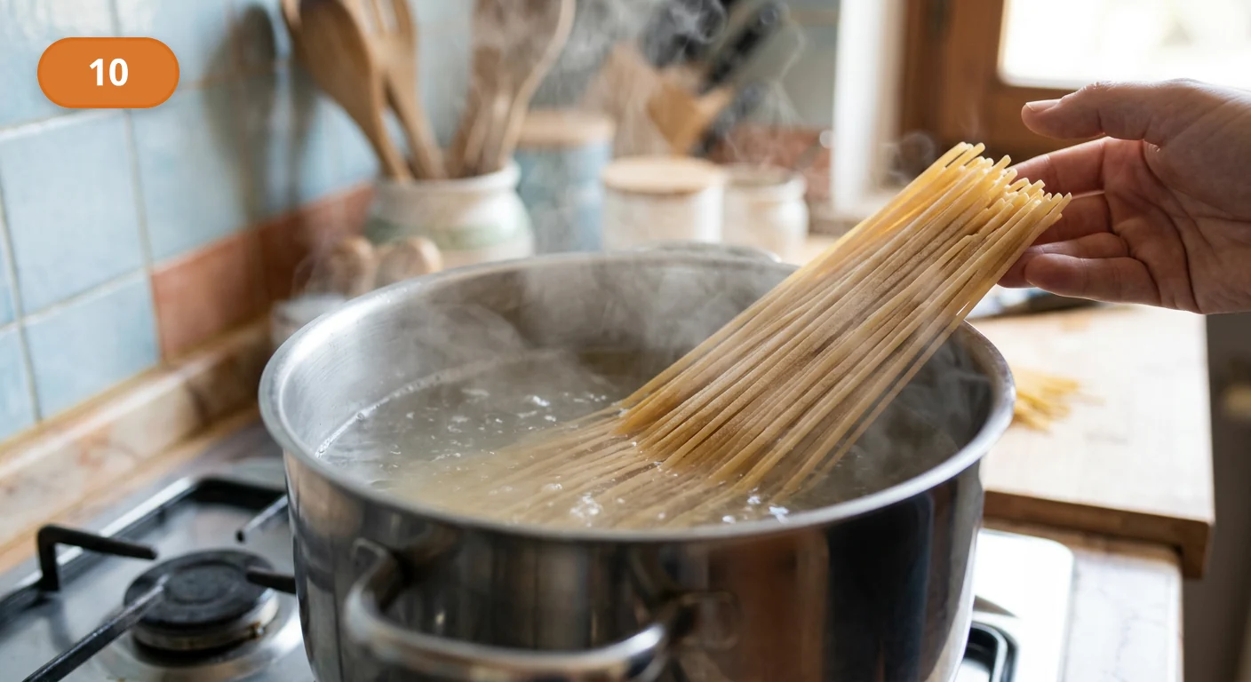 Лингвини с моллюсками | Фото подпункта 10 | Viva Cucina Лингвини с моллюсками: фото процесса приготовления — опустите лингвини в кипящую подсоленную воду