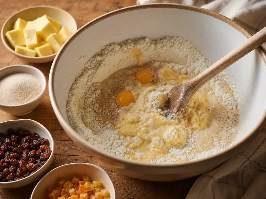Панеттоне | Фото подпункта 3 | Viva Cucina Панеттоне: фото процесса приготовления — нарежьте, отмерьте и подготовьте ингредиенты для первого активного этапа, чтобы дальше работать без пауз