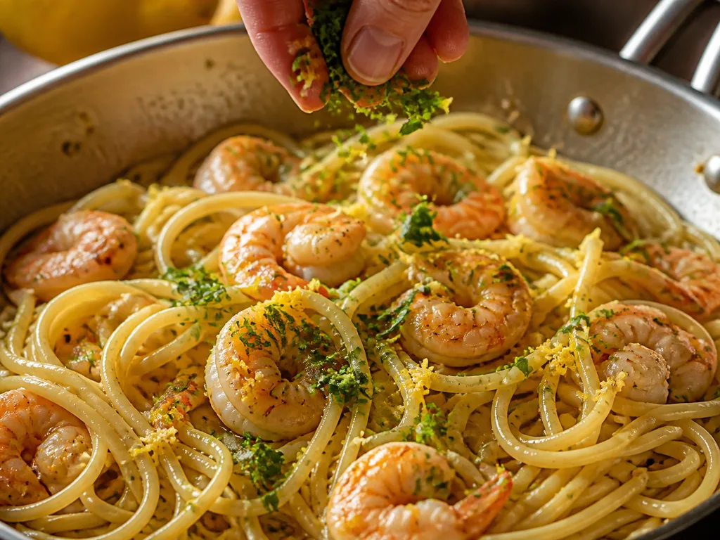 Паста с креветками и чесноком | Фото подпункта 14 | Viva Cucina Паста с креветками и чесноком: фото процесса приготовления — добавьте зелень, лимон или масло в самом конце, чтобы вкус остался свежим
