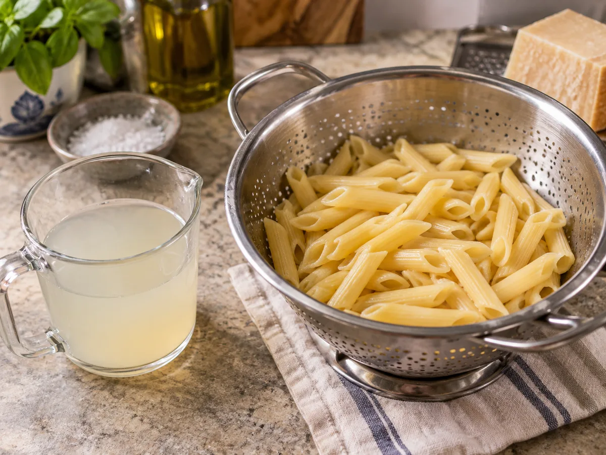 Пене с артишоками и песто | Фото подпункта 10 | Viva Cucina Пене с артишоками и песто: фото процесса приготовления — сохраните воду от пасты и откиньте пенне