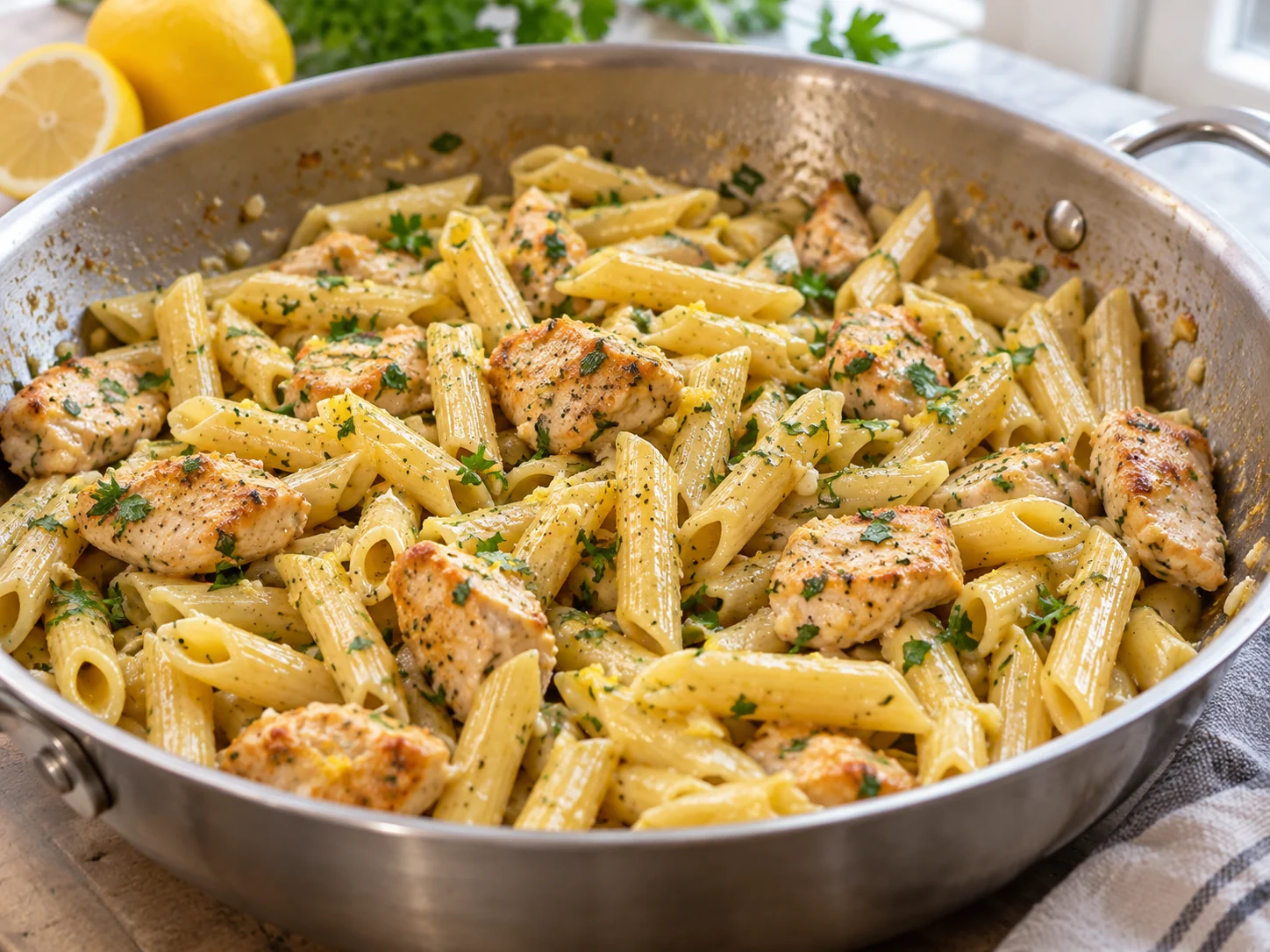 Пене с курицей и соусом лимон-чеснок | Фото подпункта 13 | Viva Cucina Пене с курицей и соусом лимон-чеснок: фото процесса приготовления — доведите блюдо до финальной текстуры и снимите с огня или достаньте из духовки вовремя