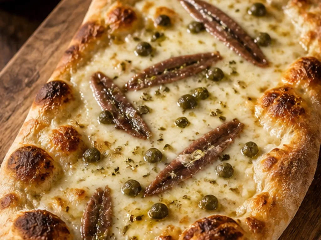 Пинса с начинкой: анчоусы и каперсы | Фото подпункта 14 | Viva Cucina Пинса с начинкой: анчоусы и каперсы: фото процесса приготовления — переложите готовую пинсу на доску и дайте ей минуту отдохнуть, чтобы начинка стабилизировалась