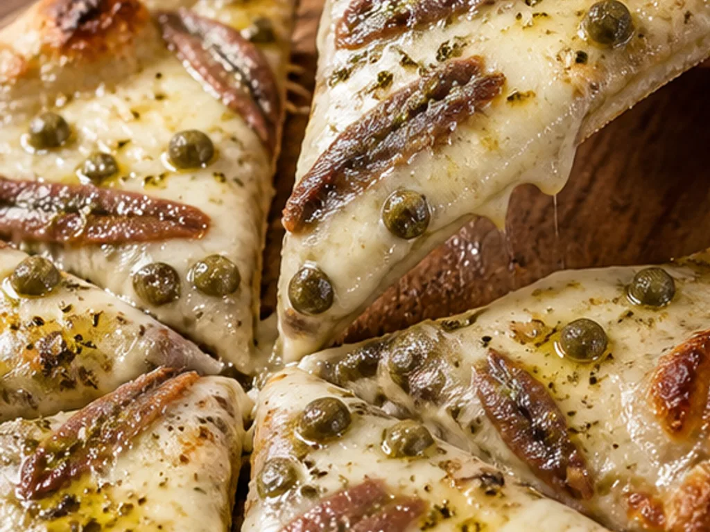 Пинса с начинкой: анчоусы и каперсы | Фото подпункта 15 | Viva Cucina Пинса с начинкой: анчоусы и каперсы: фото процесса приготовления — нарежьте пинсу, сбрызните оливковым маслом при желании и подавайте тёплой