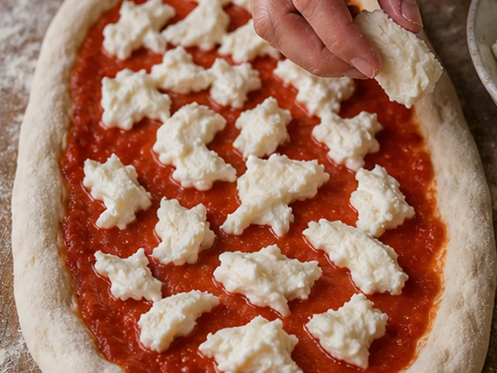 Пинса с начинкой: анчоусы и каперсы | Фото подпункта 9 | Viva Cucina Пинса с начинкой: анчоусы и каперсы: фото процесса приготовления — разложите моцареллу небольшими кусочками, чтобы она расплавилась пятнами и не скрыла анчоусы