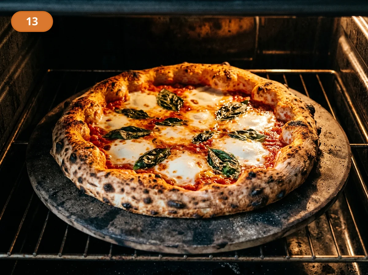 Пицца Маргарита: фото процесса приготовления — выпекайте пиццу до румяного, поднятого борта и активного плавления моцареллы без пересушивания поверхности