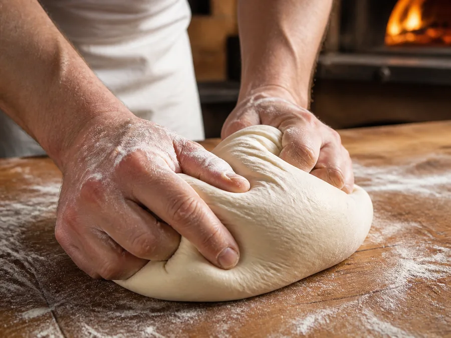 Пицца с начинкой: пепперони (острая салями) | Фото подпункта 4 | Viva Cucina Пицца с начинкой: пепперони (острая салями): фото процесса приготовления — доведите тесто или основу до рабочей температуры, чтобы она стала мягкой и податливой