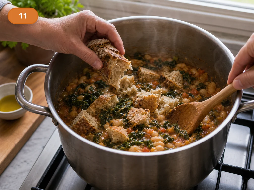 Риболлита | Фото подпункта 11 | Viva Cucina Риболлита: фото процесса приготовления — вмешайте хлеб в горячий суп, чтобы он начал впитывать бульон