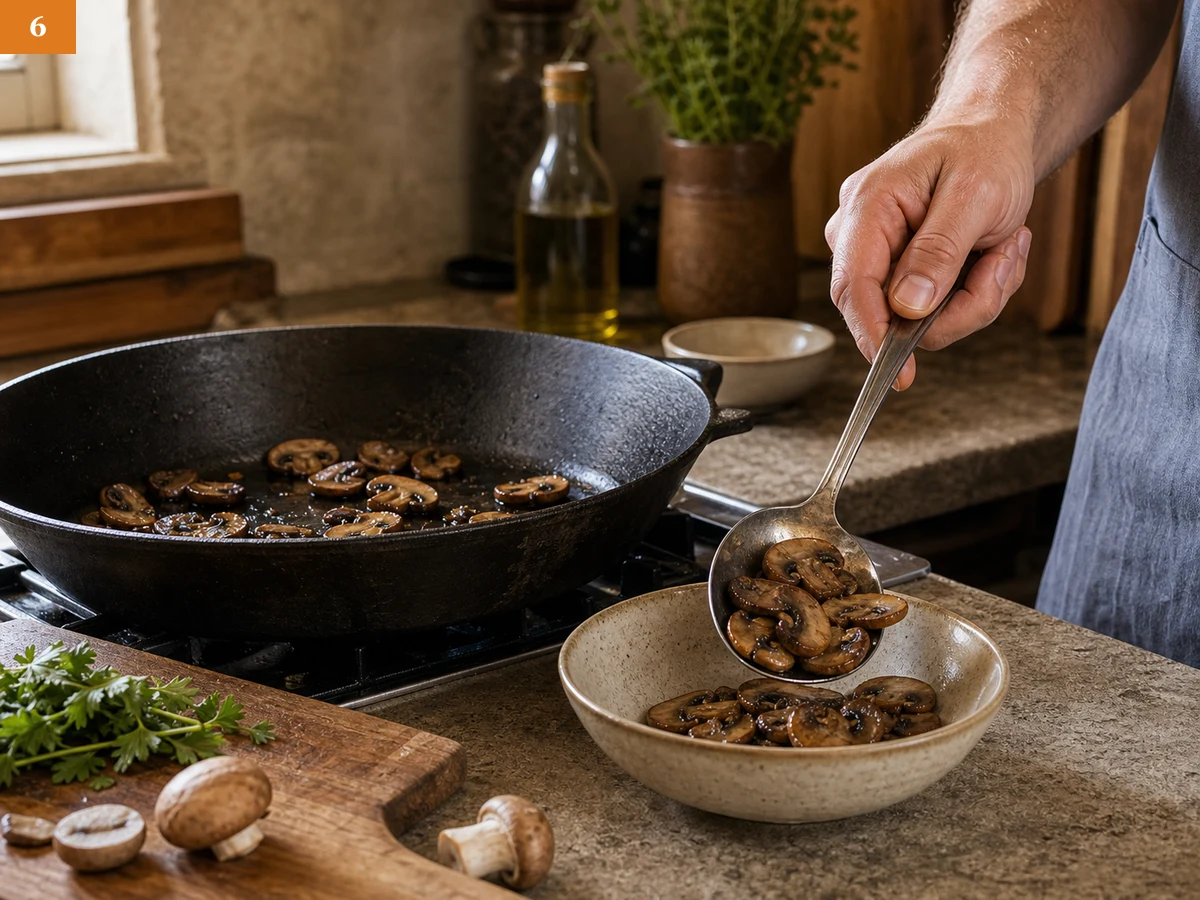 Ризотто с грибами | Фото подпункта 6 | Viva Cucina Ризотто с грибами: фото процесса приготовления — отложите часть красивых грибов для подачи, а остальные оставьте рядом для возвращения в ризотто