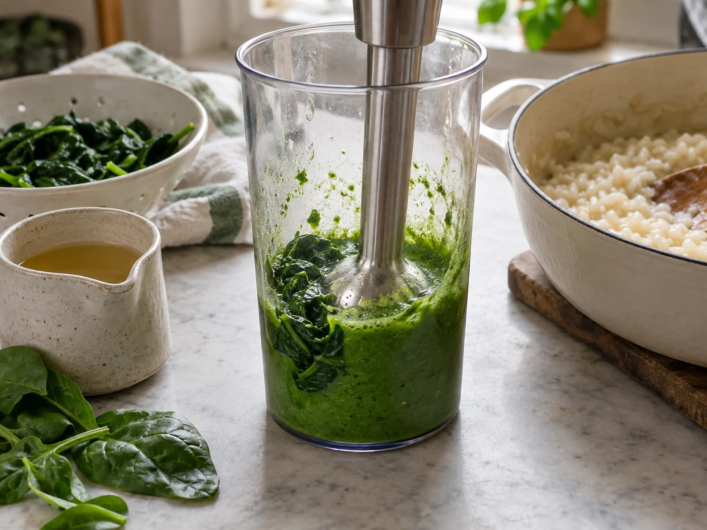 Ризотто со шпинатом | Фото подпункта 11 | Viva Cucina Ризотто со шпинатом: фото процесса приготовления — добавляйте жидкость небольшими порциями, чтобы соус или крахмалистая основа обволакивали продукты