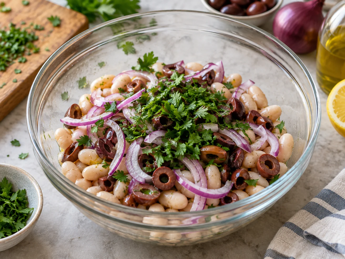 Салат с тунцом и фасолью | Фото подпункта 10 | Viva Cucina Салат с тунцом и фасолью: фото процесса приготовления — соберите подготовленные части блюда вместе и перемешайте или выложите их в нужной последовательности