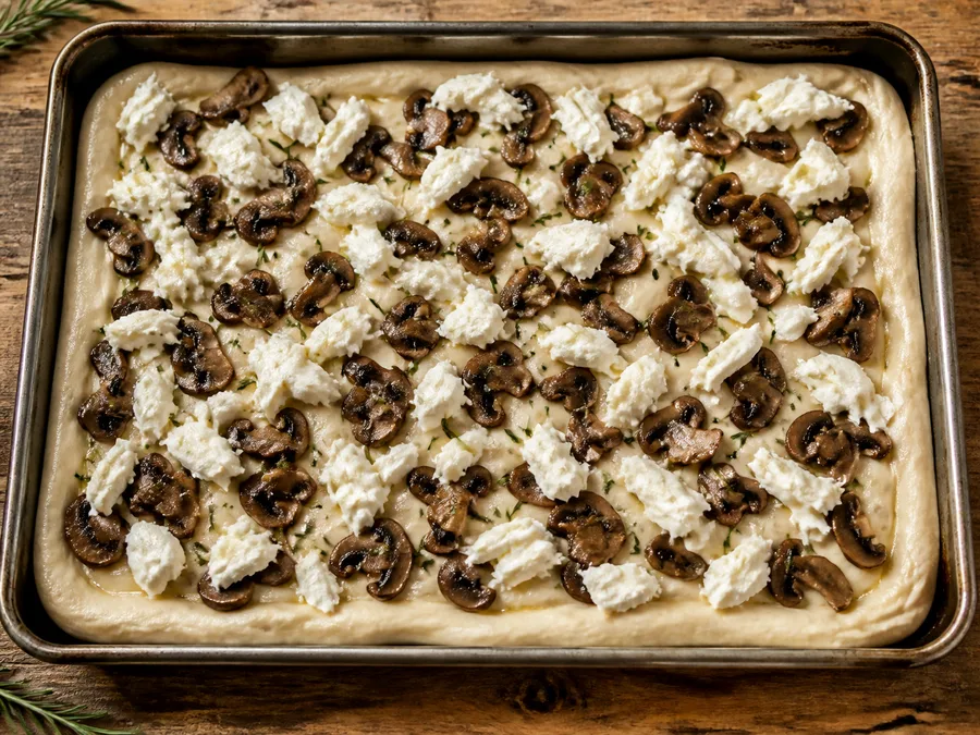 Скьяччата с начинкой: грибы и моцарелла | Фото подпункта 10 | Viva Cucina Скьяччата с начинкой: грибы и моцарелла: фото процесса приготовления — распределите начинку или финальный слой ровно, не перегружая центр заготовки