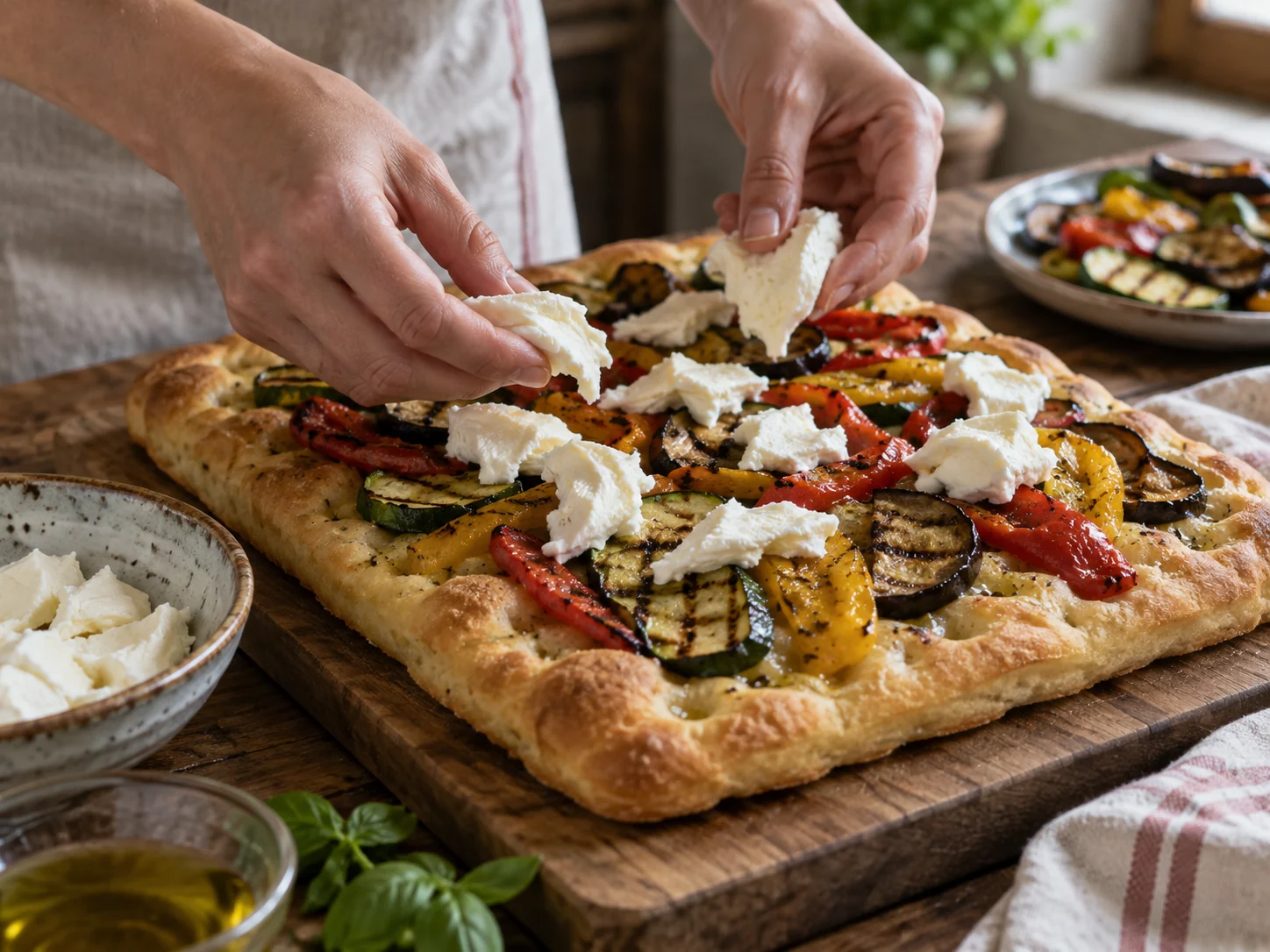 Скьяччата с начинкой: овощи гриль | Фото подпункта 10 | Viva Cucina Скьяччата с начинкой: овощи гриль: фото процесса приготовления — распределите начинку или финальный слой ровно, не перегружая центр заготовки