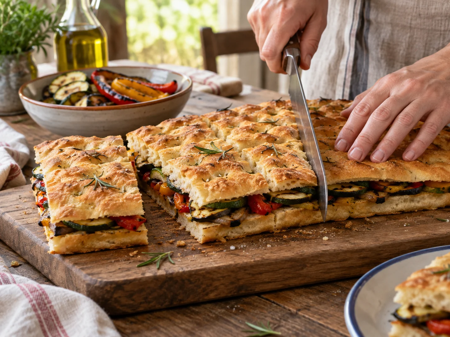 Скьяччата с начинкой: овощи гриль | Фото подпункта 15 | Viva Cucina Скьяччата с начинкой: овощи гриль: фото процесса приготовления — подавайте сразу или после короткого отдыха, когда блюдо выглядит собранным и аккуратным