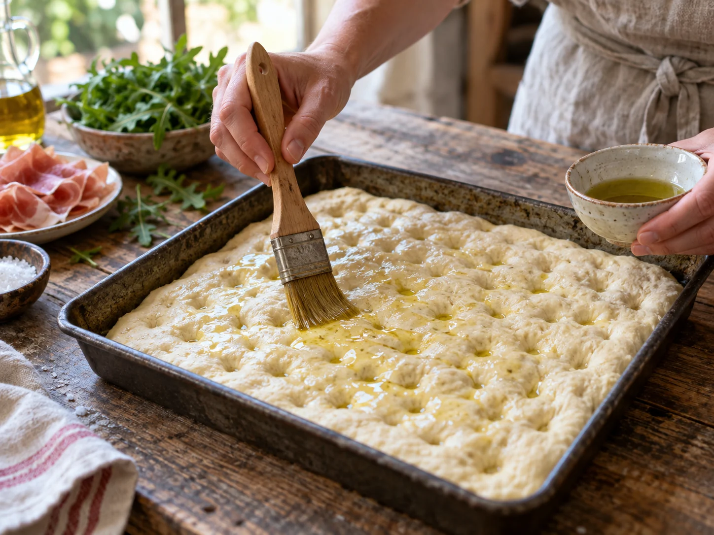 Скьяччата с начинкой: прошуто и руккола | Фото подпункта 9 | Viva Cucina Скьяччата с начинкой: прошуто и руккола: фото процесса приготовления — проверьте промежуточный вкус и состояние продукта перед переходом к финальной сборке