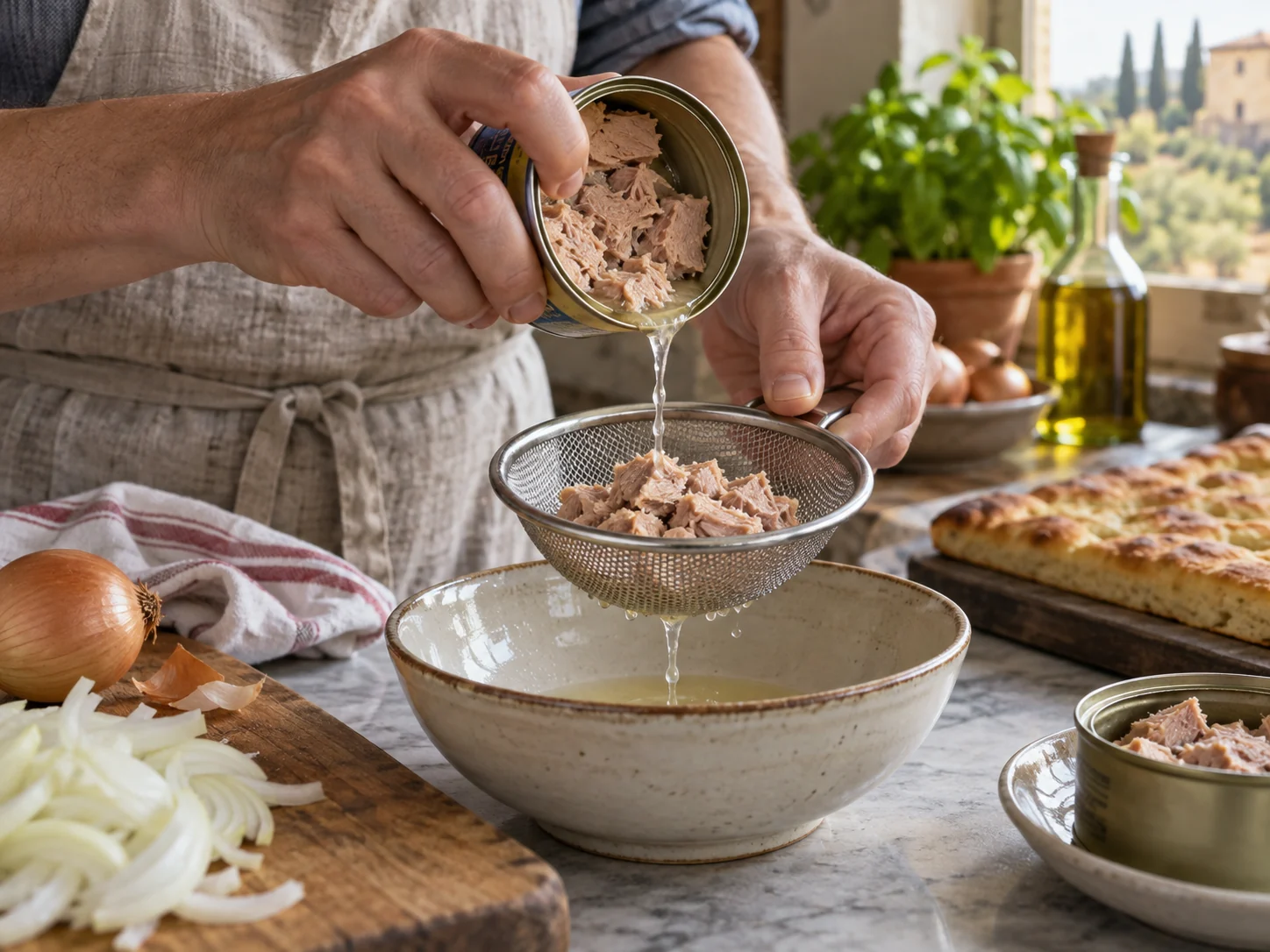 Скьяччата с начинкой: тунец и лук | Фото подпункта 4 | Viva Cucina Скьяччата с начинкой: тунец и лук: фото процесса приготовления — доведите тесто или основу до рабочей температуры, чтобы она стала мягкой и податливой