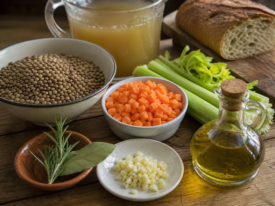 Суп из чечевицы | Фото подпункта 1 | Viva Cucina Суп из чечевицы: фото процесса приготовления — разложите Вода или бульон, Лук репчатый, Морковь, Стебель сельдерея, соль, масло, специи и нужную посуду так, чтобы всё было под рукой до начала готовки