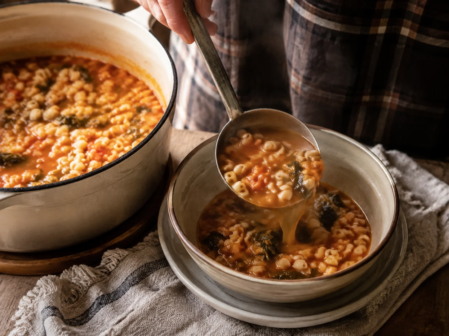 Суп с пастой и фасолью (Pasta e fagioli): фото процесса приготовления — добавьте зелень, масло, сыр, лимон или специи только если они поддерживают основной вкус
