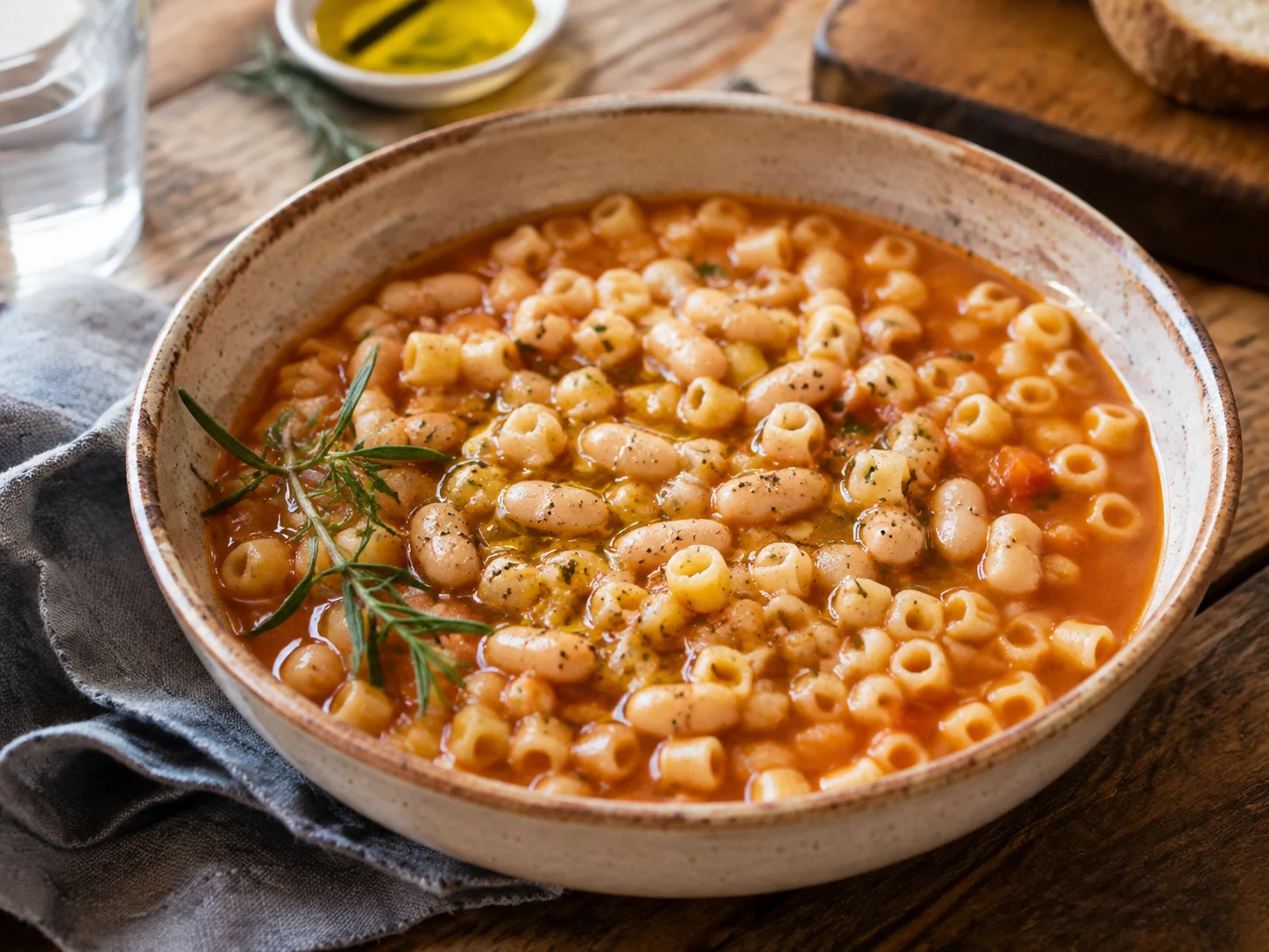 Суп с пастой и фасолью (Pasta e fagioli): фото процесса приготовления — подавайте сразу или после короткого отдыха, когда блюдо выглядит собранным и аккуратным