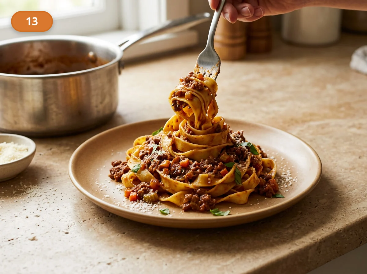 Тальятелле болоньезе: фото процесса приготовления — разложите тальятелле болоньезе по тёплым тарелкам, формируя аккуратные гнёзда из широких лент