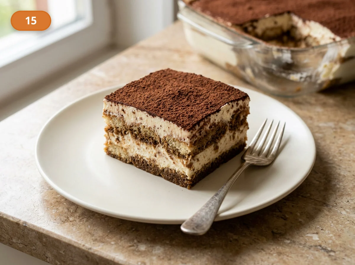 Тирамису | Фото подпункта 15 | Viva Cucina Тирамису: фото процесса приготовления — нарежьте тирамису аккуратной порцией или достаньте квадрат из формы так, чтобы были хорошо видны кремовые и кофейные слои