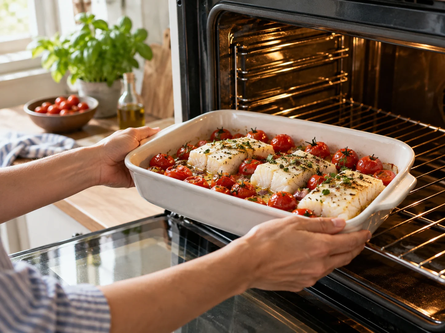 Запечённая треска с томатами | Фото подпункта 9 | Viva Cucina Запечённая треска с томатами: фото процесса приготовления — проверьте промежуточный вкус и состояние продукта перед переходом к финальной сборке