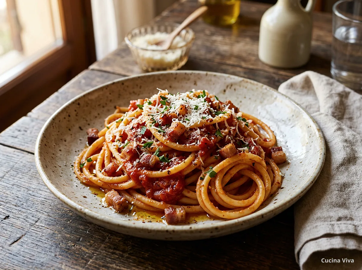 Букатини аматричана — готовое блюдо из категории «Паста» на сайте Viva Cucina