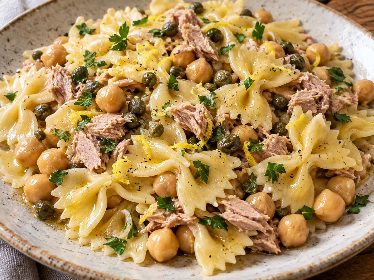 Фарфалле с нутом и соусом из тунца и каперсов | Viva Cucina Фарфалле с нутом и соусом из тунца и каперсов — готовое блюдо из категории «Паста» на сайте Viva Cucina
