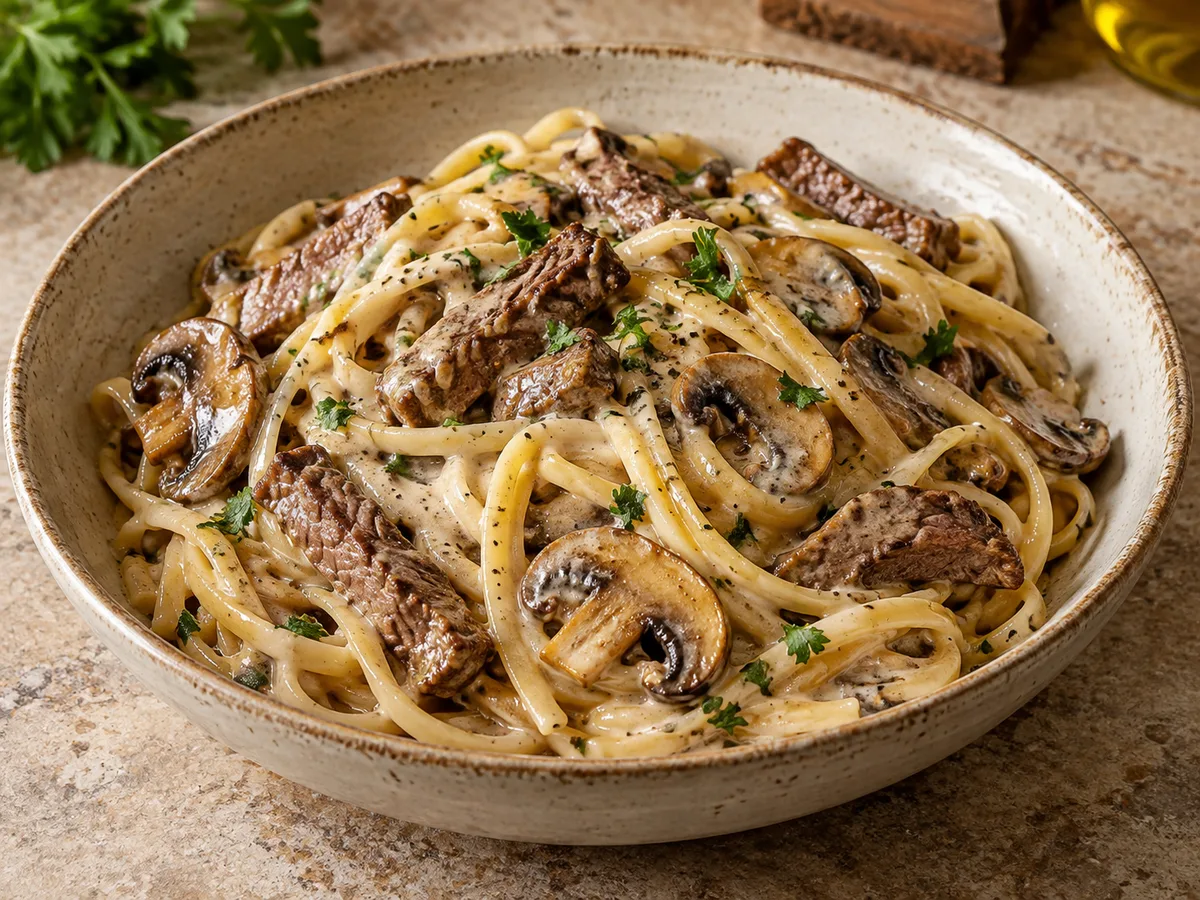 Лингвини с говядиной и сливочно-грибным соусом | Viva Cucina Лингвини с говядиной и сливочно-грибным соусом — готовое блюдо из категории «Паста» на сайте Viva Cucina