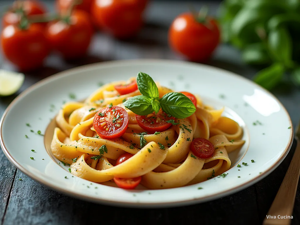 Паппарделле с фрикадельками и томатно-базиликовым соусом — готовое блюдо из категории «Паста» на сайте Viva Cucina