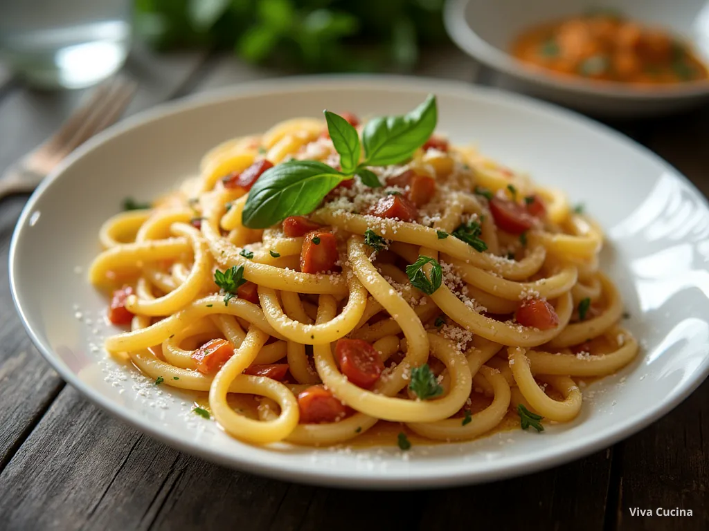 Паппарделле с индейкой и соусом из запечённых перцев — готовое блюдо из категории «Паста» на сайте Viva Cucina