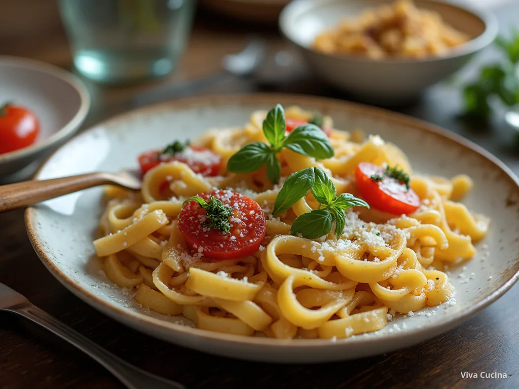 Пене с фасолью и соусом из запечённых перцев — готовое блюдо из категории «Паста» на сайте Viva Cucina