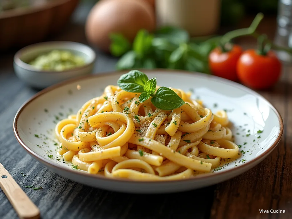 Тальятелле с фасолью и сливочно-грибным соусом — готовое блюдо из категории «Паста» на сайте Viva Cucina