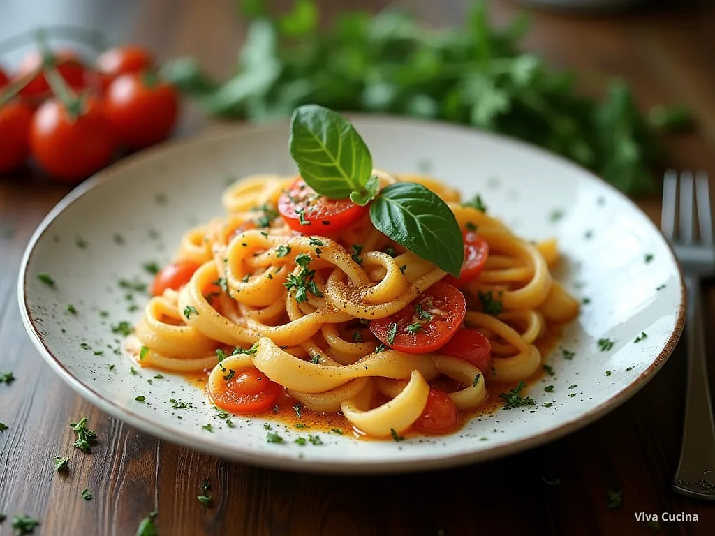Тальятелле с томатом и соусом из тунца и каперсов — готовое блюдо из категории «Паста» на сайте Viva Cucina